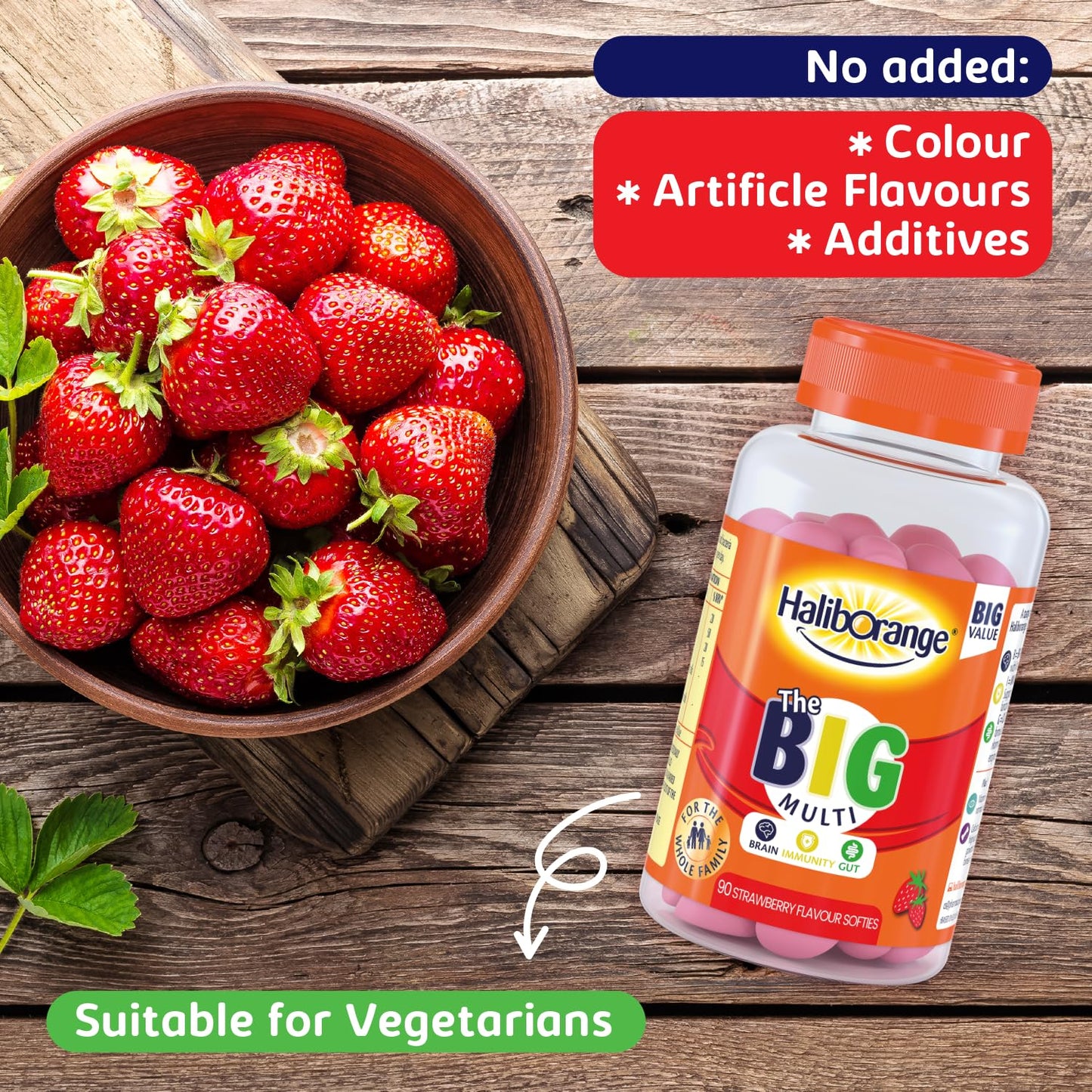 Haliborange Big Multivitamin | Vitamin A | Vitamin D | Calcium | Strawberry | 90