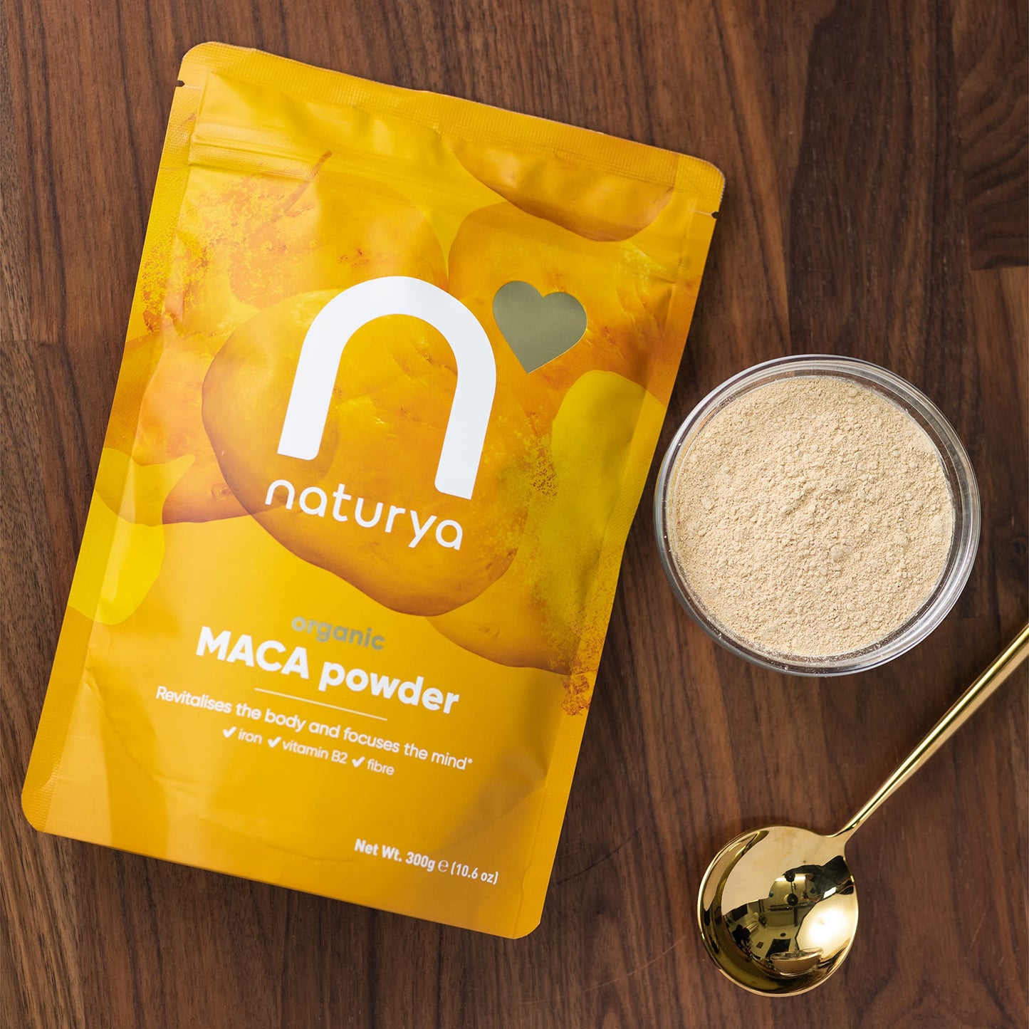 Naturya | Peruvian Organic Raw Maca Powder 300g | Certified Organic, Vegan & Kosher Superfoods | Packed with Vit B2, Iron & Fibre