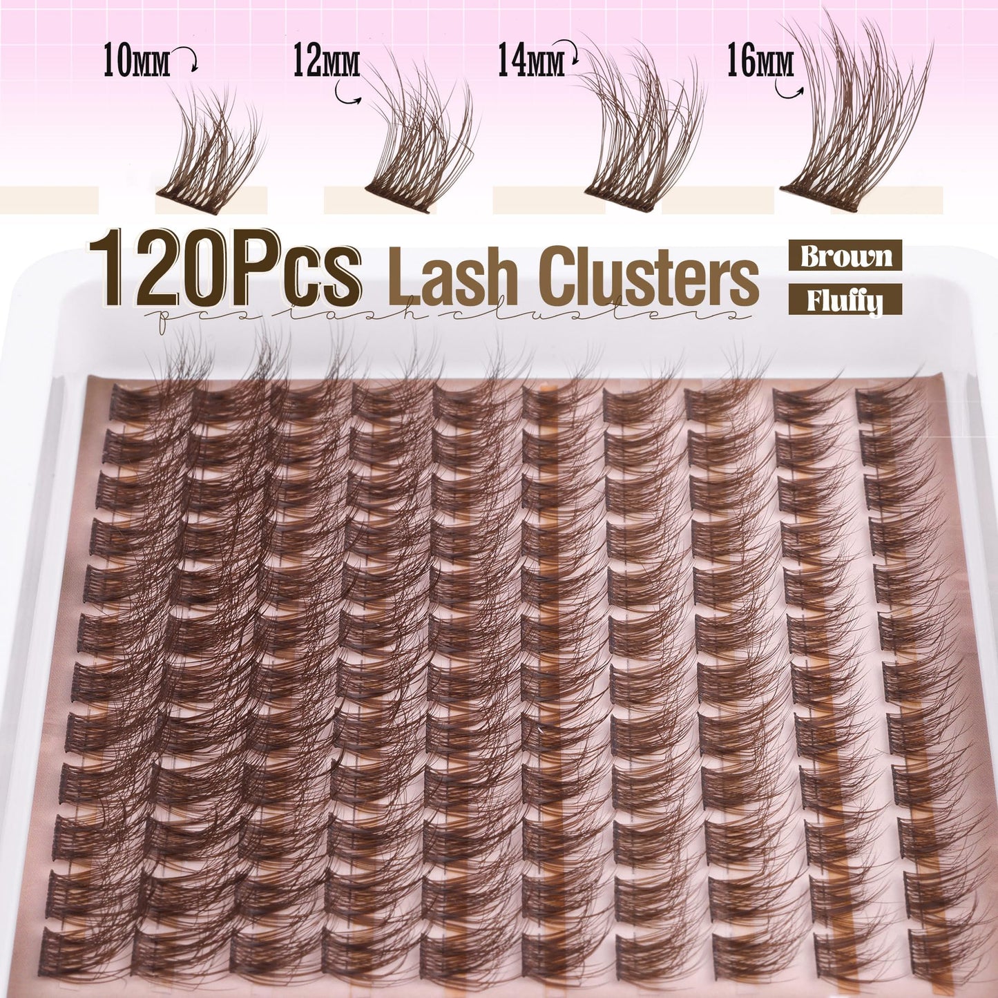 Brown Lash Clusters Kit Dark Brown Eyelash Clusters Gently Fluffy Individual Lashes Kit Natural DIY Lash Extensions Kit Brown Cluster Eyelash Extensions Kit with Lash Bond and Seal, Remover, Tweezers