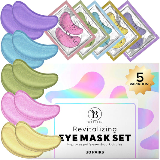 BLOOMORA Variety Under Eye Gel Patches (30 Pairs) | Eye Masks for Puffy Eyes | Under Eye Mask for Eye Care | Collagen Eye Patches | Under Eye Patches for Dark Circles & Puffiness