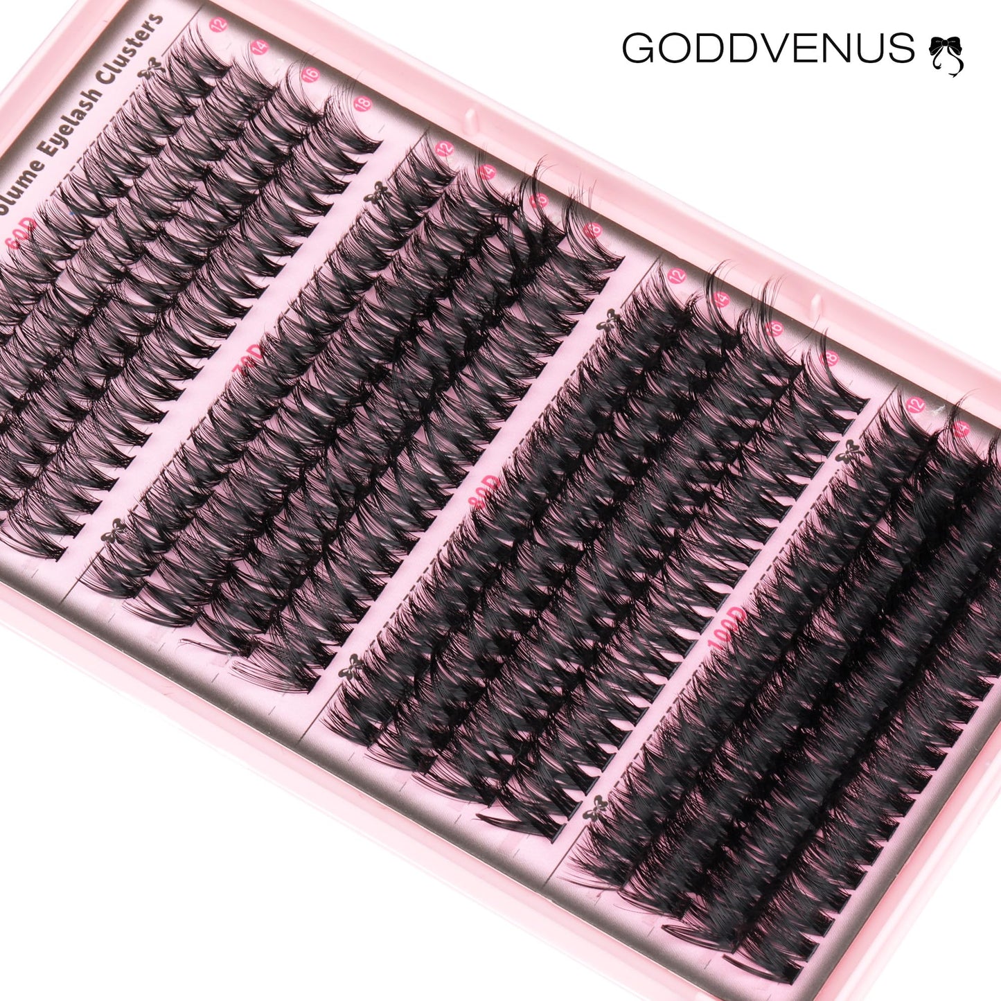 Goddvenus Fluffy Individual Eyelashes Kit 60+70+80+100D Clusters Lashes Kit 320Pcs Eyelash Individual DIY Lash Extension kit Russian D Curl Lashes Individual Cluster with Bond and Seal (12-18mm Mix)