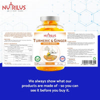 Turmeric and Ginger 120 Natural Orange Gummies - High Strength, Vegan Supplement - Large Pack - 13,500mg per Serving - 95% Curcuminoids