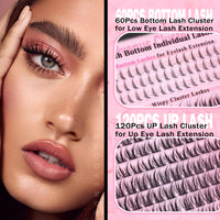 Goddvenus Wispy Lash Clusters Natural Eyelashes Individual C Curl 260pcs Manga Look Up + Bottom Eyelash Extensions for DIY Lash Extension at Home