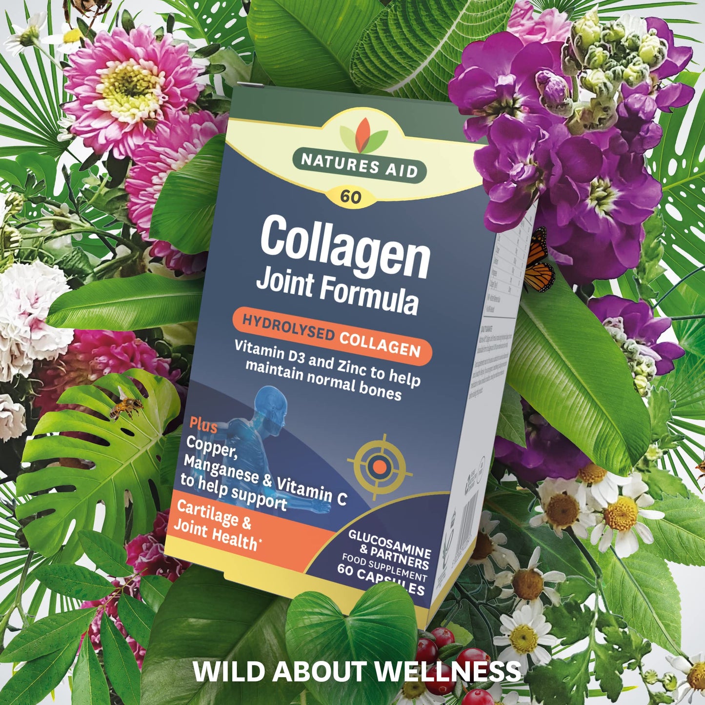 Natures Aid Collagen Joint Formula with Vitamin C, Copper and Manganese, Cartilage and Joint Health, 60 Capsules