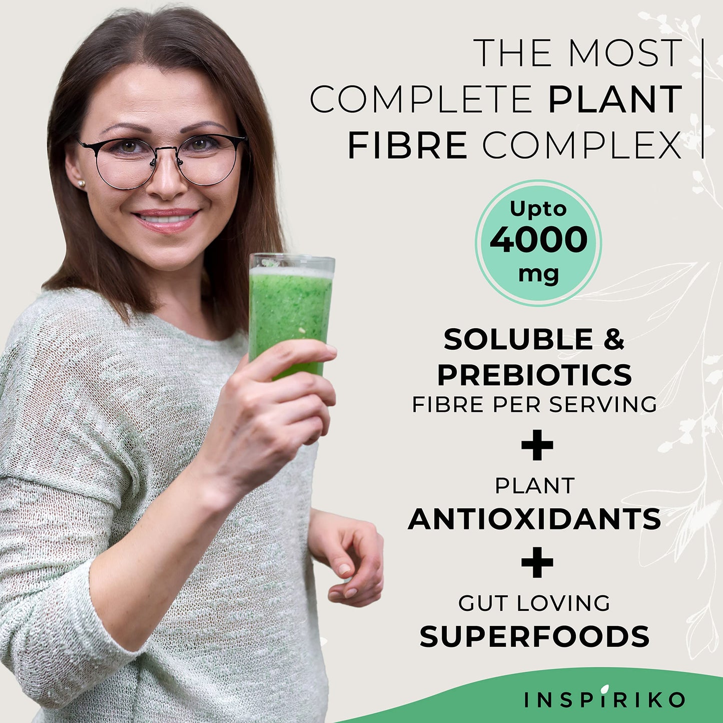 Organic Prebiotic Fibre Supplement - Award Winning Gut Health Supplement with 9 High Fiber Superfoods - High in Soluble Fibre Powder, Prebiotics & Insoluble Fibre. 180 Grams. by Inspiriko