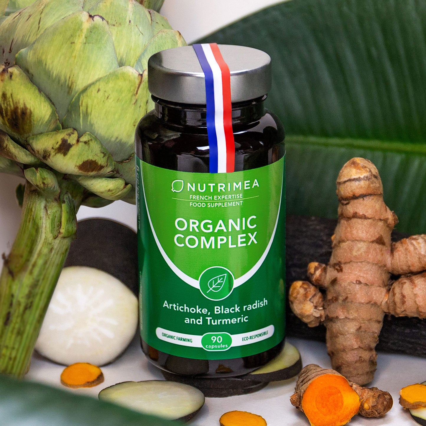 Organic Complex | Detox Supplement: Liver, Intestine & Colon | 100% Natural | Artichoke, Black Radish, Turmeric | Naturally Eliminates Toxins | High Dosage | 90 Vegetarian Capsules | French Expertise