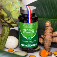 Organic Complex | Detox Supplement: Liver, Intestine & Colon | 100% Natural | Artichoke, Black Radish, Turmeric | Naturally Eliminates Toxins | High Dosage | 90 Vegetarian Capsules | French Expertise