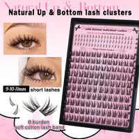 Goddvenus Wispy Lash Clusters Natural Eyelashes Individual C Curl 260pcs Manga Look Up + Bottom Eyelash Extensions for DIY Lash Extension at Home