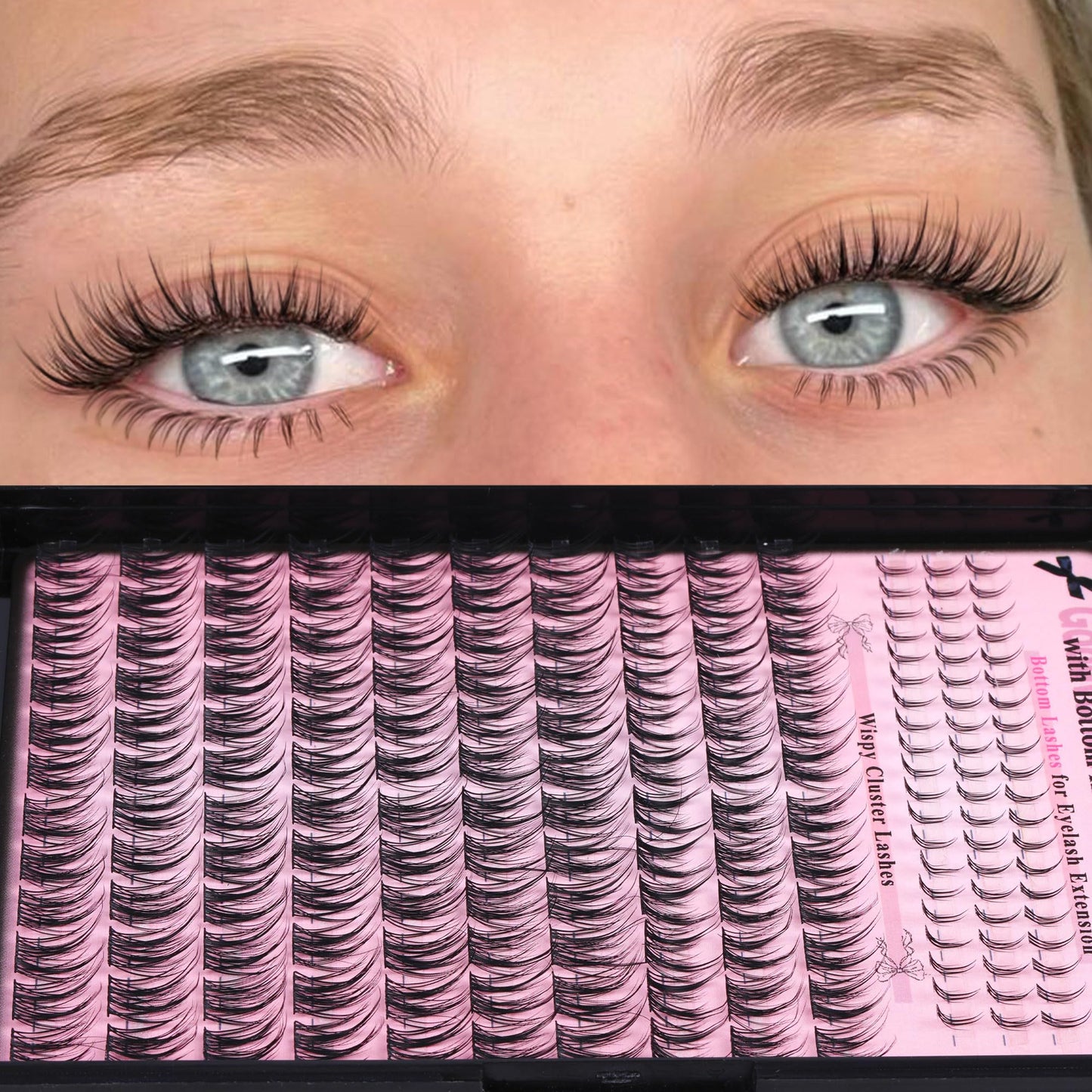Goddvenus Wispy Lash Clusters Natural Eyelashes Individual C Curl 260pcs Manga Look Up + Bottom Eyelash Extensions for DIY Lash Extension at Home