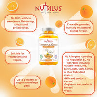 Turmeric and Ginger 120 Natural Orange Gummies - High Strength, Vegan Supplement - Large Pack - 13,500mg per Serving - 95% Curcuminoids