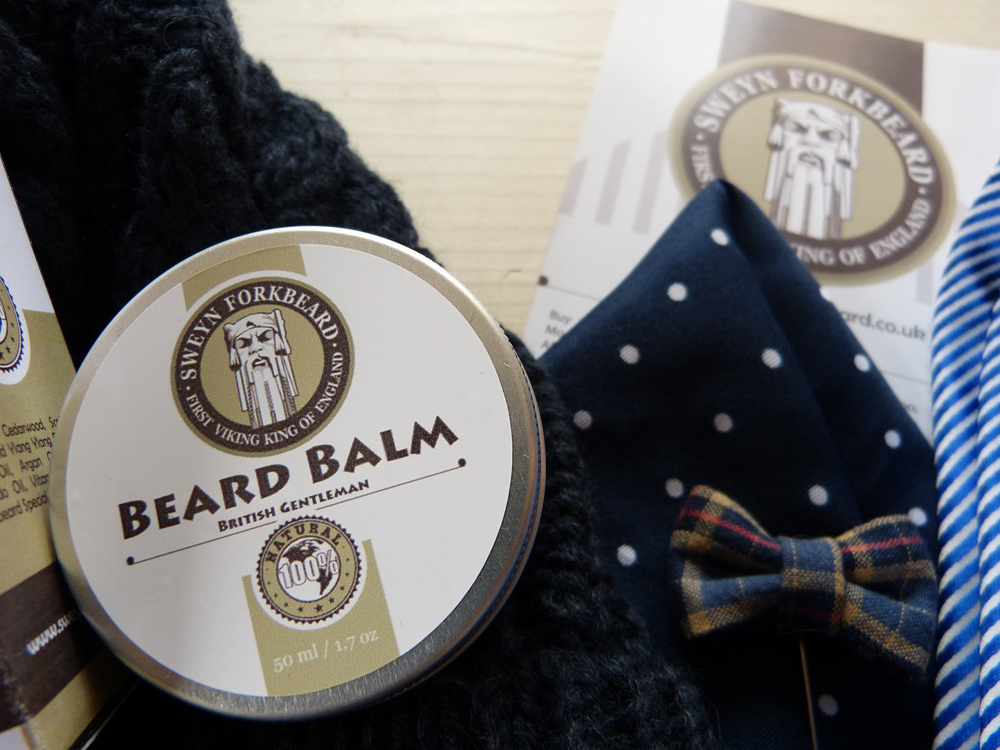 Beard Balm British Gentleman 100% Natural & Organic by Sweyn Forkbeard - A Beard Softener and Deep Conditioner For Men (50 ml/1.7oz Beard Balm British Gentleman)