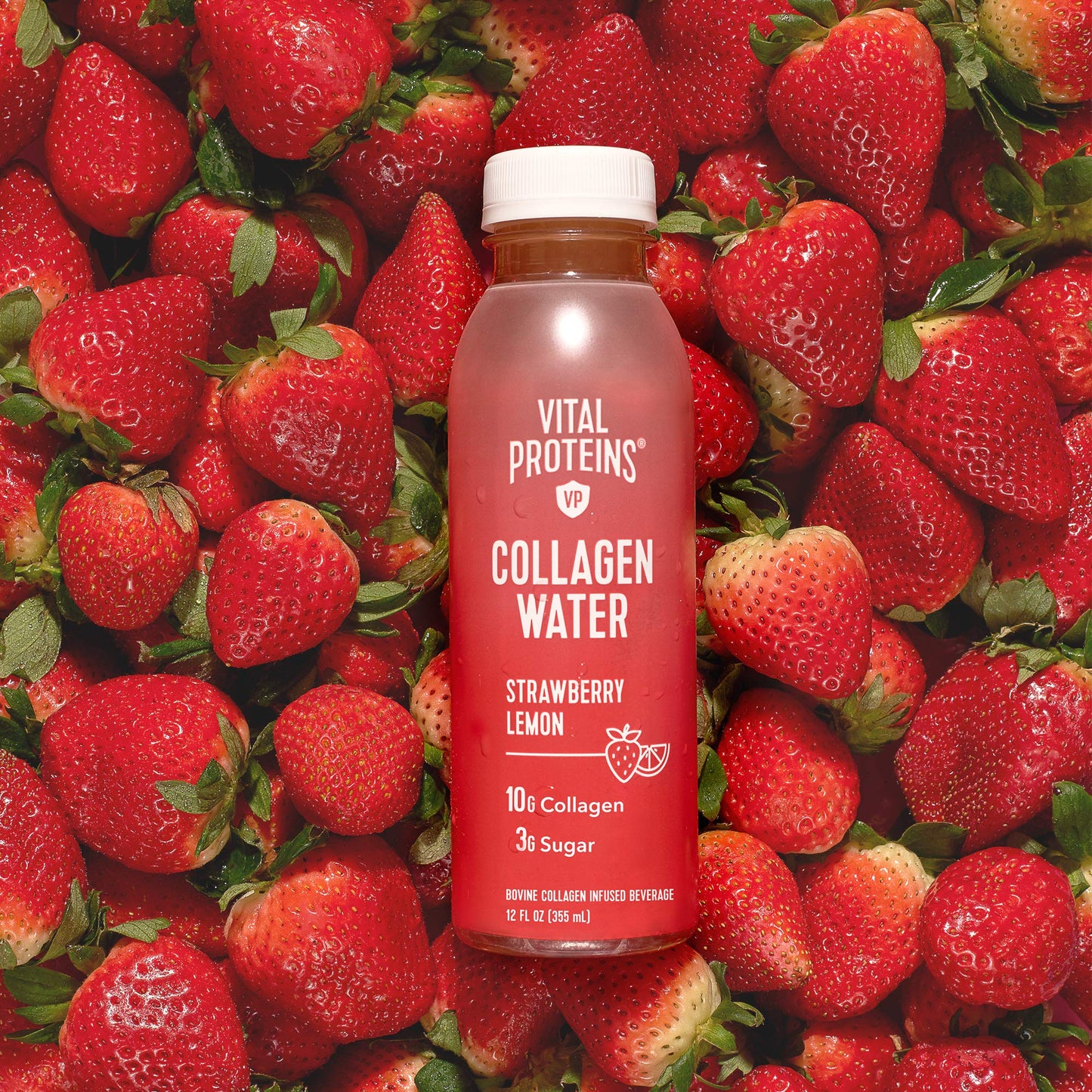 Vital Proteins Collagen Water™, 10g of Collagen per Bottle & Made with Real Fruit Juice - Strawberry Lemon, 4 Pack