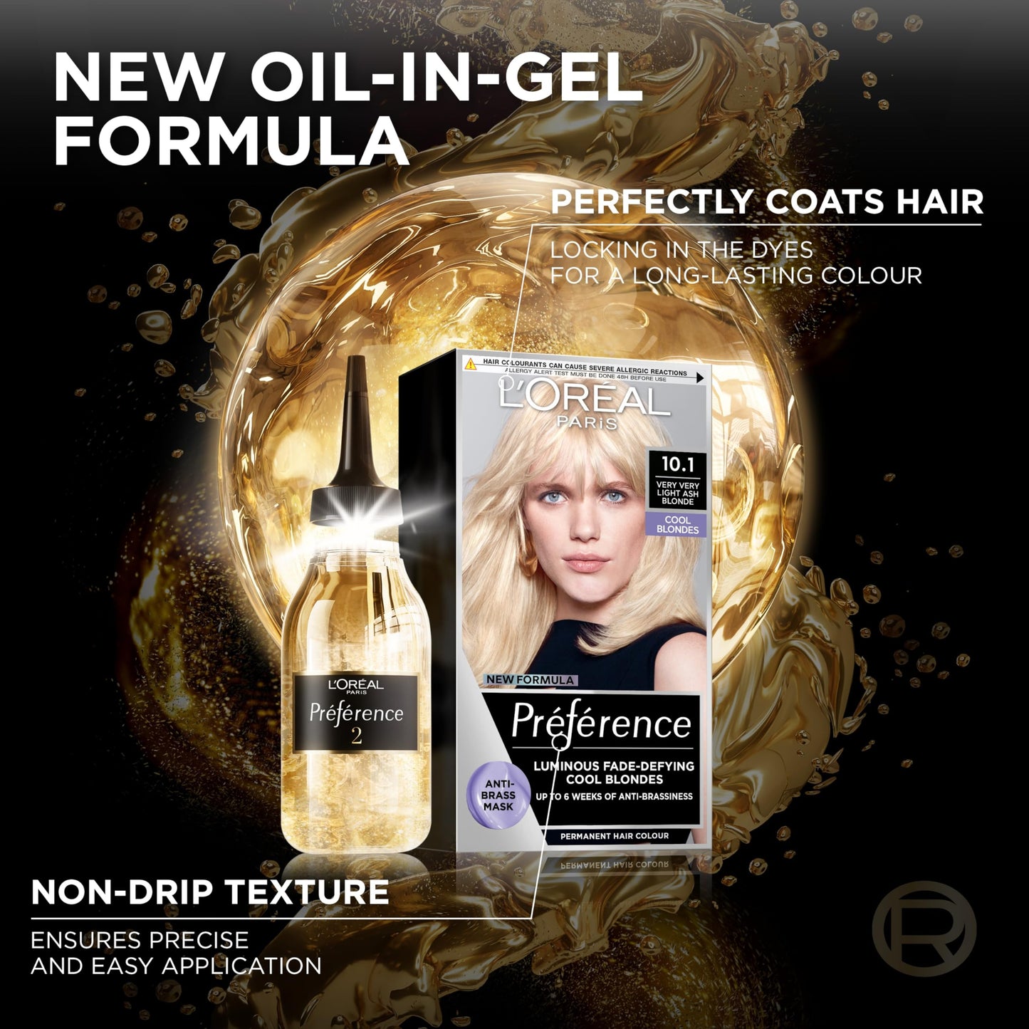 L’Oréal Paris Luminous Colour Permanent Hair Dye, 10.1 Helsinki Very Very Light Ash Blonde, Up to 6 Weeks of Anti-Brassiness Permanent Hair Dye, Long-lasting, All Hair Types, Preference, 1 Application