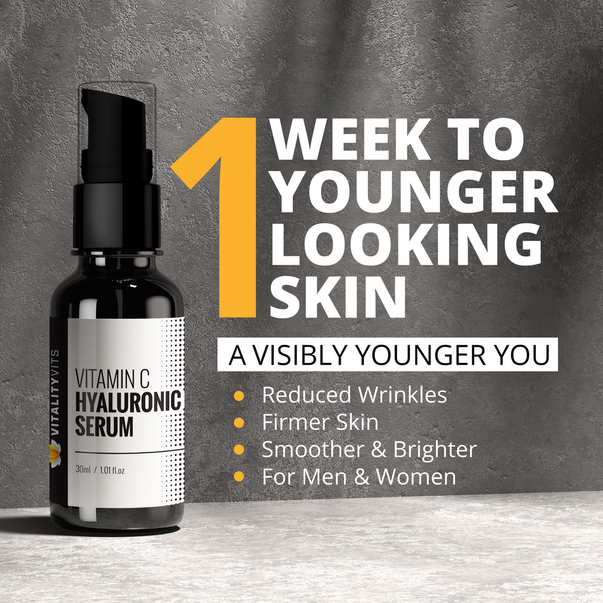 VITALITYVITS Vitamin C & E Serum With Hyaluronic Acid & Avocado Oil - Anti-Ageing & Wrinkle 30ml Pump