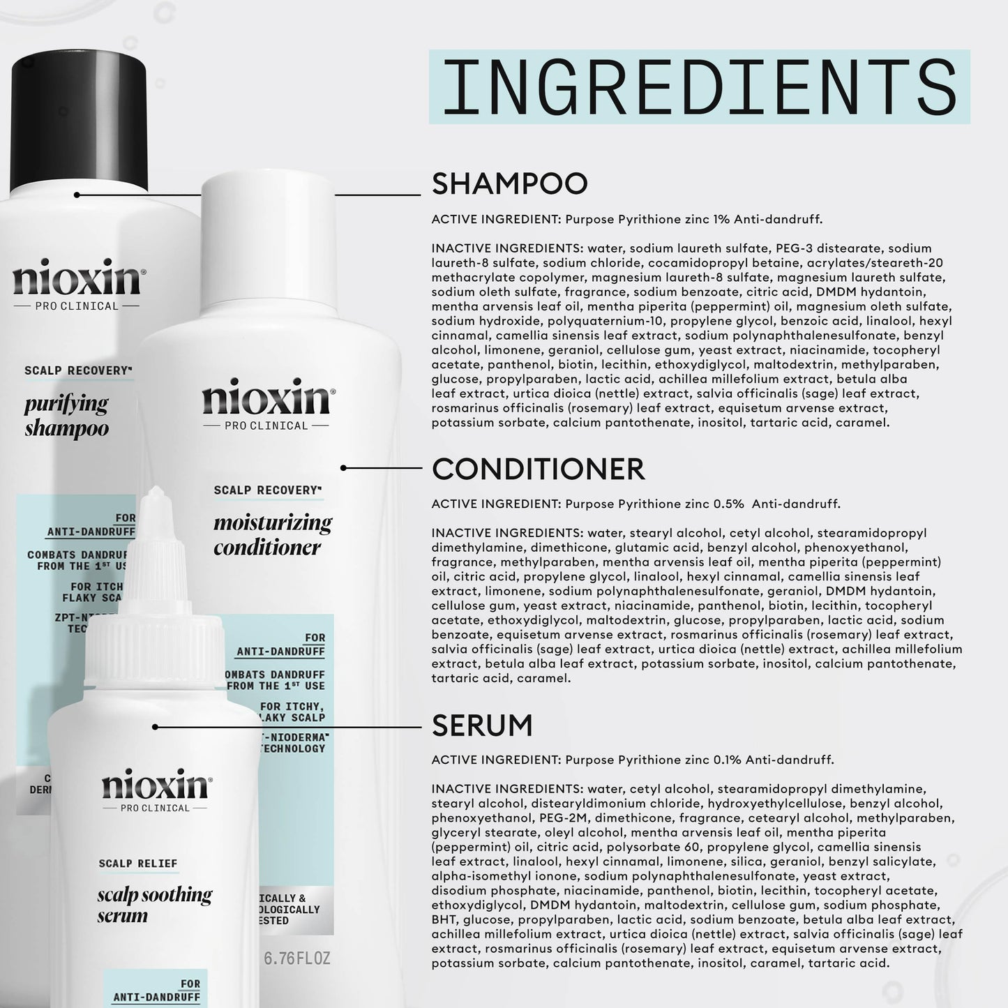 NIOXIN Nioxin Scalp Recovery™ System Kit - Itching and Scalp Dandruff - Anti-Dandruff Shampoo, Conditioner & Serum (200+200+100ml)