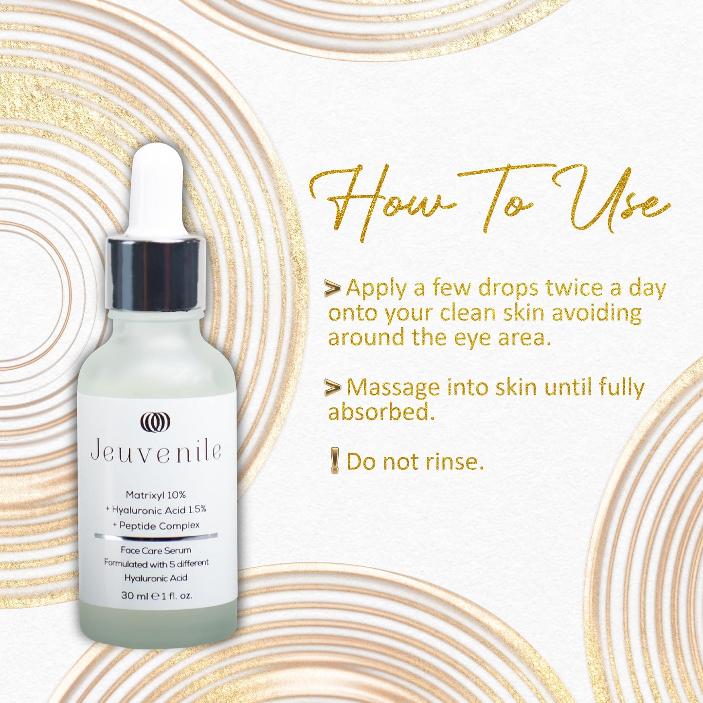 Jeuvenile Matrixyl Face Care Serum, Anti-Aging, Wrinkle Reduction, Moisturizing, Smoother Skin, for All Skin Types, 50ml