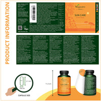 Tanning Capsules Vegavero® | Beta Carotene, Vitamin E, L-Tyrosine, Copper, Zinc & Olive Leaf Extract | Flavonoids | Lycopene | Skin Protection Support | NO Additives, Lab-Tested | Vegan