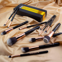 Oscar Charles Make up Brushes Set, 12 Piece Makeup Brushes Professional - Rose Gold