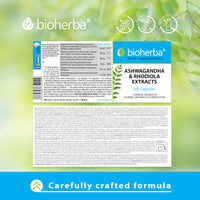 Ashwagandha Rhodiola Supplement by BIOHERBA - 100 High-Potency Capsules for Stress Relief and Sleep Support for Adults