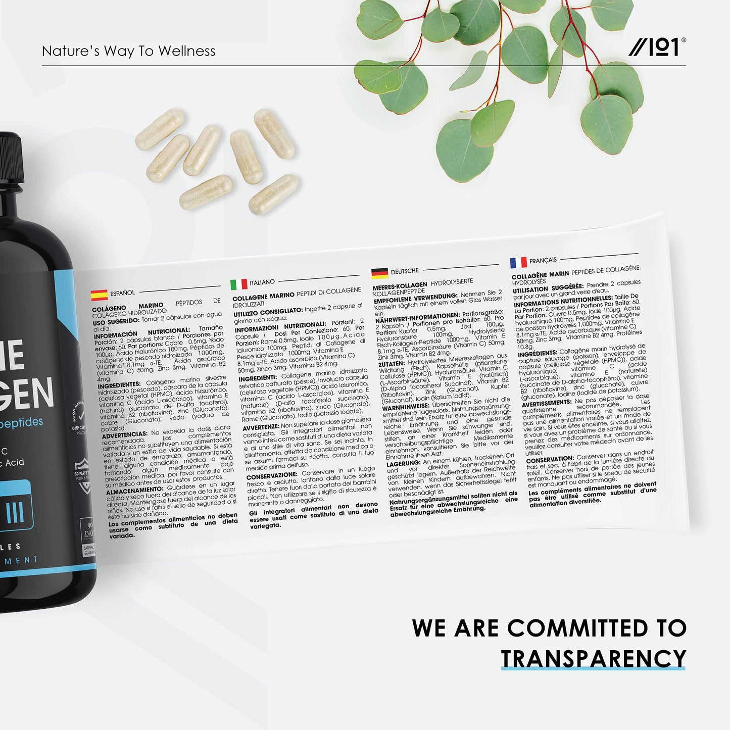 Marine Collagen 1000mg | 240 High Strength Capsules - Wild-Caught Type 1 Hydrolysed Marine Collagen Made with Vitamin C, E, B2, Zinc, Copper, Iodine & Hyaluronic Acid, by Alpha01®