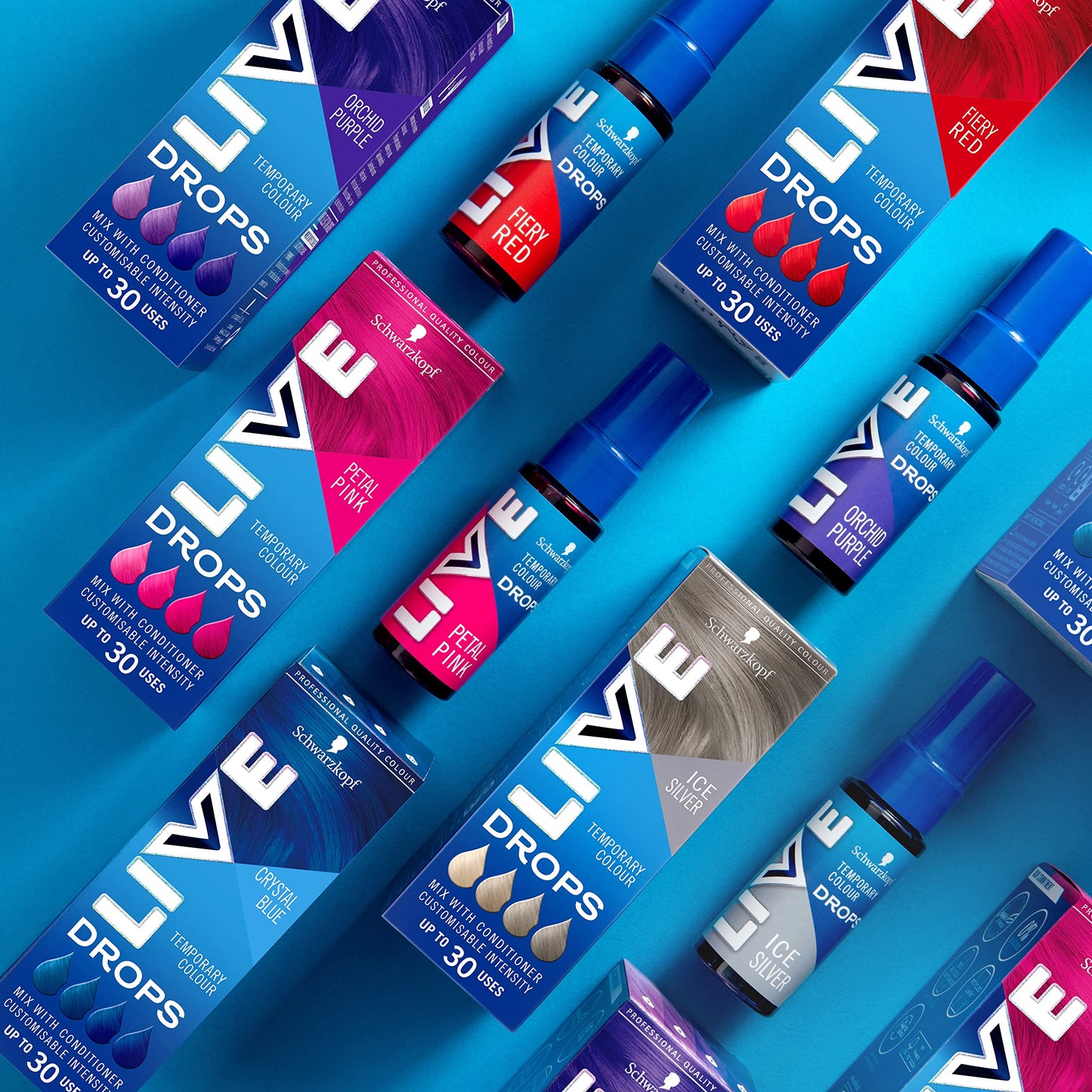 Live Schwarzkopf Colour Drops, Vegan, Semi-permanent, Red Hair Dye, Lasts 2 to 12 Washes, Fiery Red, 30 ml
