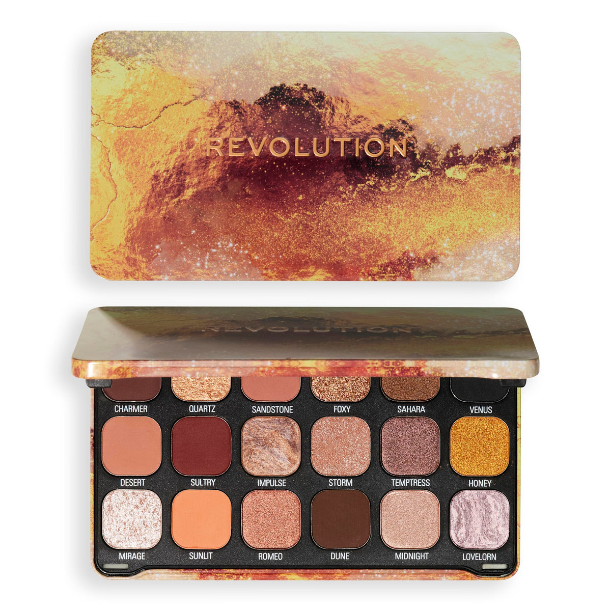 Revolution Beauty London Revolution Beauty, Forever Flawless Eyeshadow Palette, 18 Pigmented Makeup Shades of Mattes & Shimmers, Vegan & Cruelty-Free, Bronze Temptation