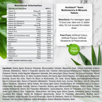 Teen Multivitamin | 120 Vegan Tablets | Immune System Booster | with Vitamins B, D, and E, Calcium, Iron and Zinc | Supplement for Teenage Boys and Girls | by Horbaach
