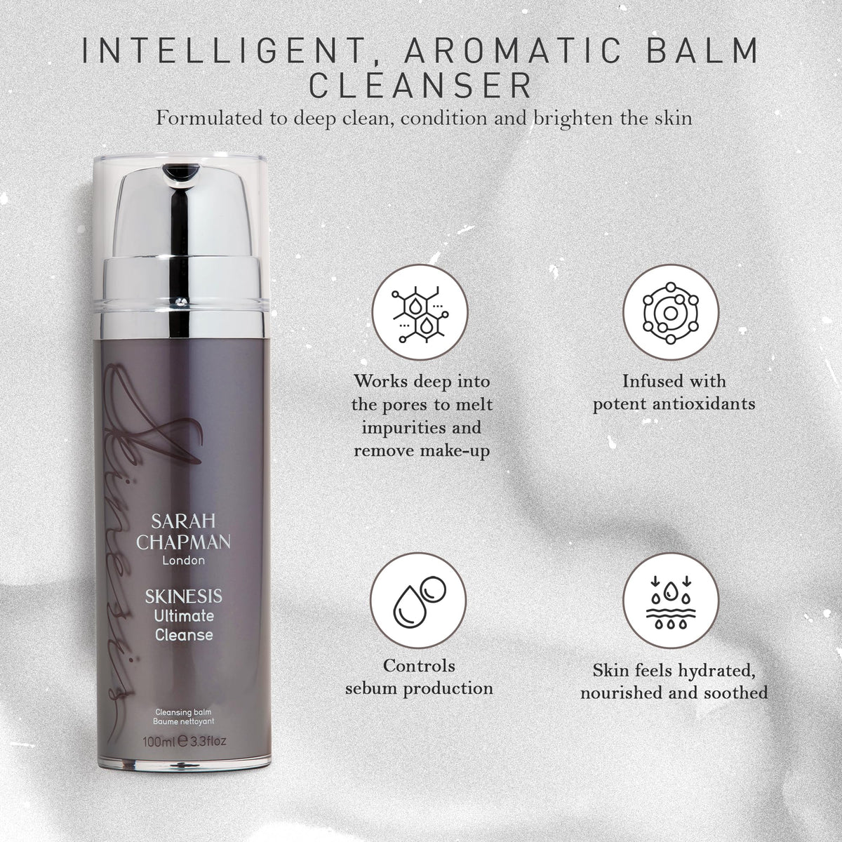 Sarah Chapman Skinesis Ultimate Cleanse - 100ml Omega Rich Cleansing Balm Makeup Remover - Great Oil Cleanser and Make Up Remover for All Types of Skins