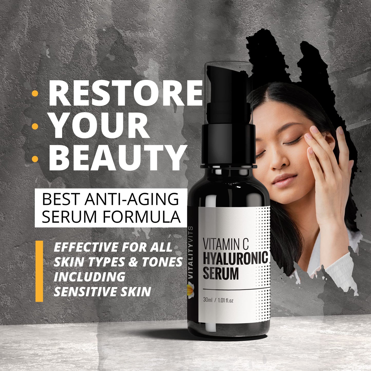 Vitamin C & E Serum With Hyaluronic Acid & Avocado Oil - Anti-Ageing & Wrinkle 30ml Pump