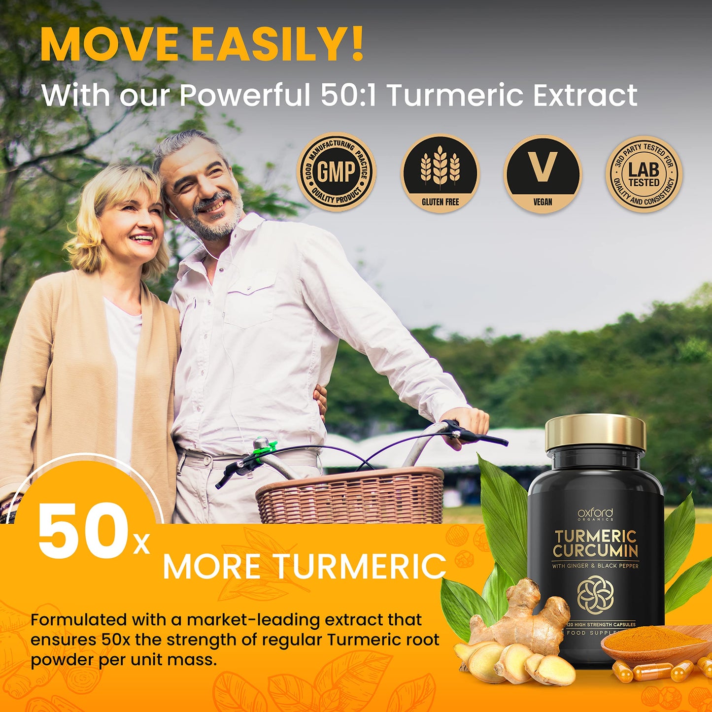 Advanced Turmeric Capsules High Strength 3000mg, Ginger & Black Pepper | ONE per Day | 4 Month Supply | Turmeric and Black Pepper Capsules Locally Made in UK | Turmeric Powder Joint Care Supplements