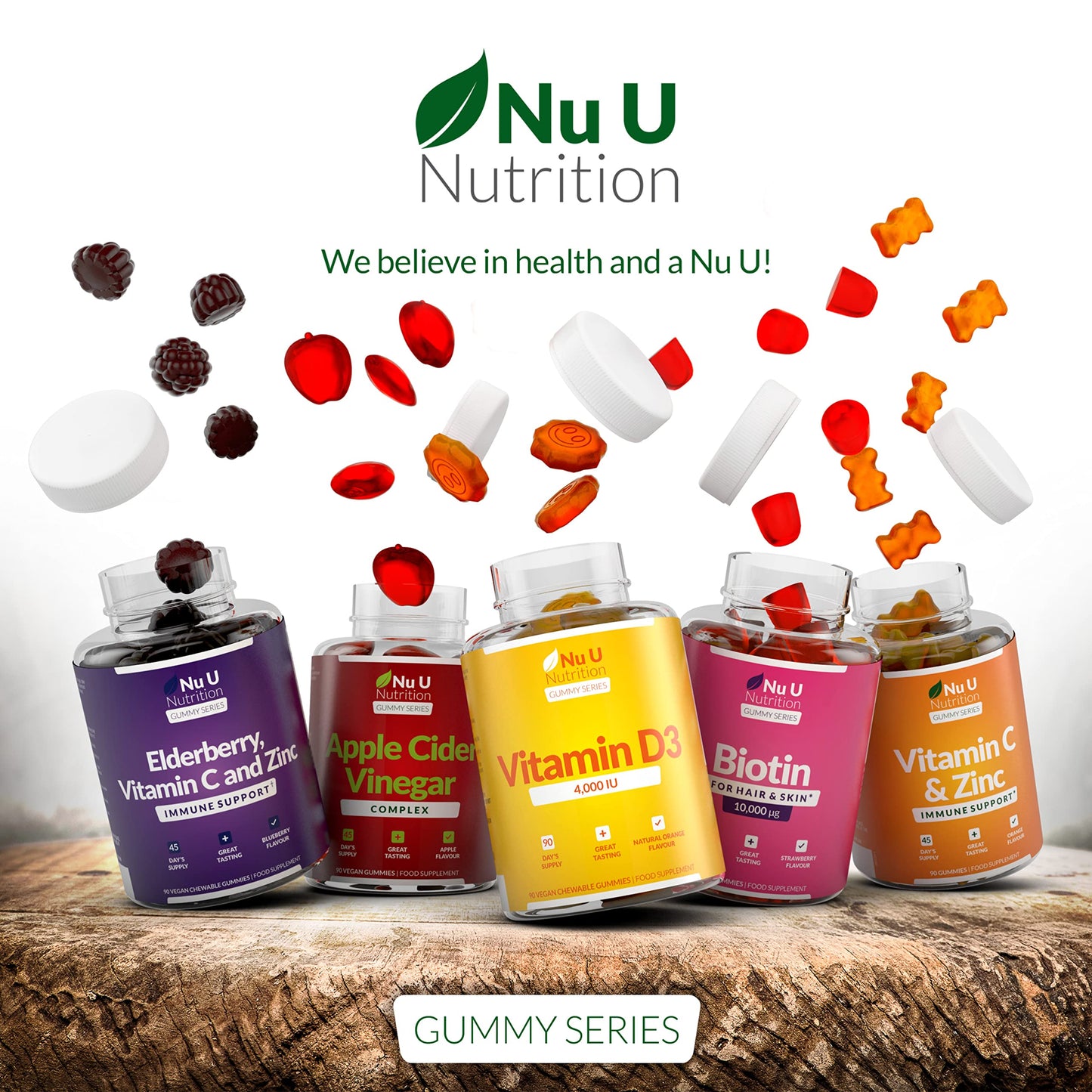 Nu U Nutrition Vitamin D3 Gummies 4000 IU Adults - 90 Gummies - 3 Months Supply - Delicious Natural Orange Flavour - High Strength Vitamin D (Cholecalciferol) Supplement - Vegetarian Chewable VIT D