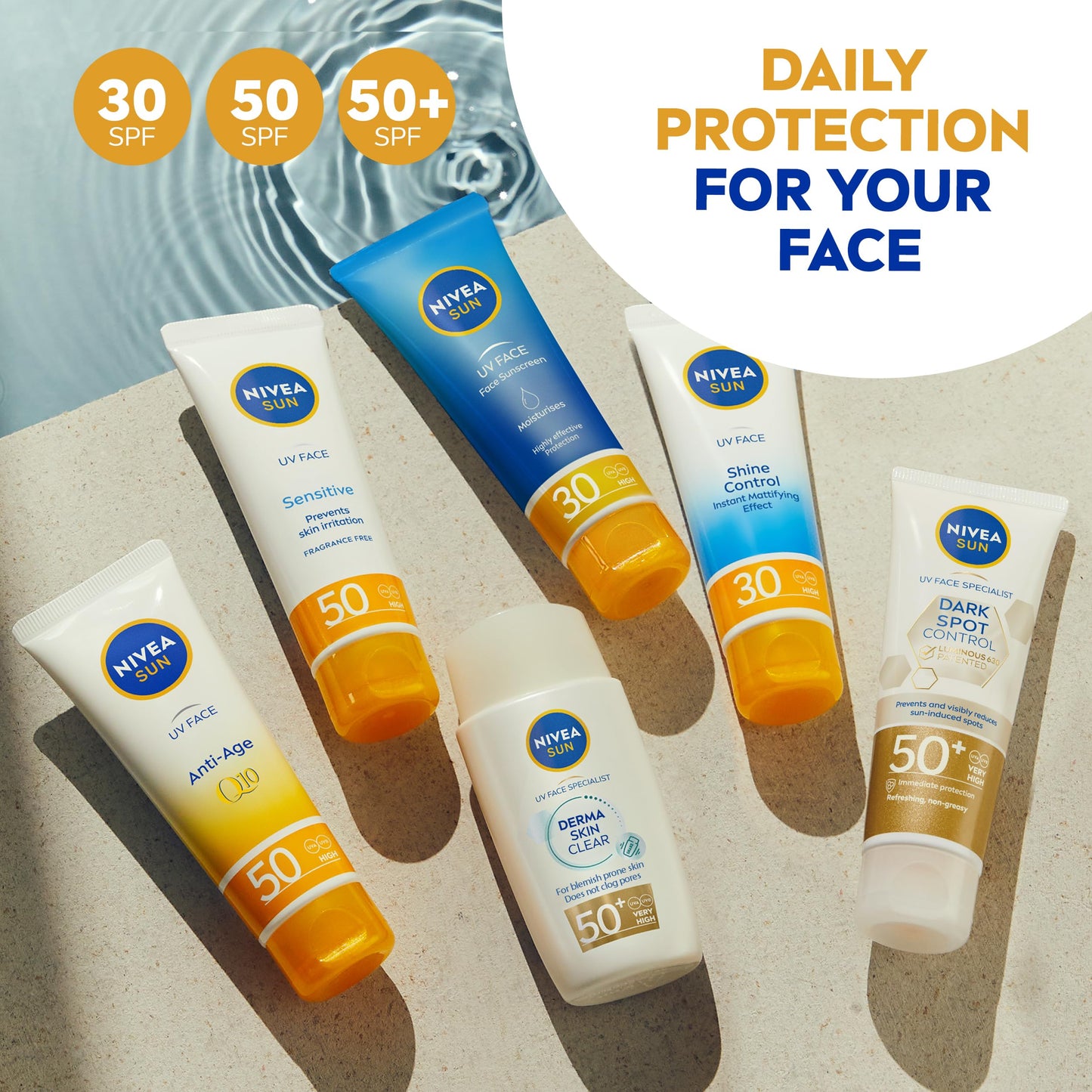 Nivea Sun NIVEA SUN Derma Skin Clear SPF50+ (40ml), Face Sunscreen with Anti-Blemish Complex and Niacinamide, Protects Against UVA/UVB Rays and Premature Skin Ageing
