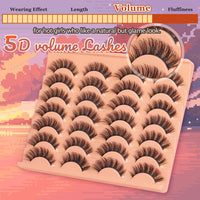 Goddvenus Lashes Natural False Eyelashes Fluffy 5D Russian Strip Lashes16mm Cat Eye Lashes Fake Lashes Fluffy 14 Pairs CC Curl Wispy Eyelash Pack