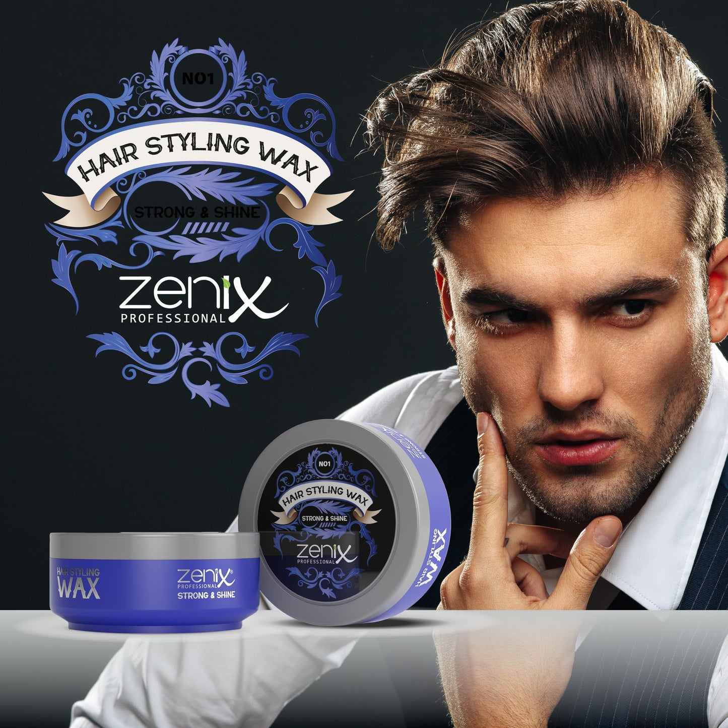 Zenix Hair Styling Wax STRONG & SHINE Aqua Wax 150 ml || Strong Hold Hair Gel Wax || Edge Control for Men & Women || Long Lasting Hair Wax || Hair Shaper Wax (BLUE)