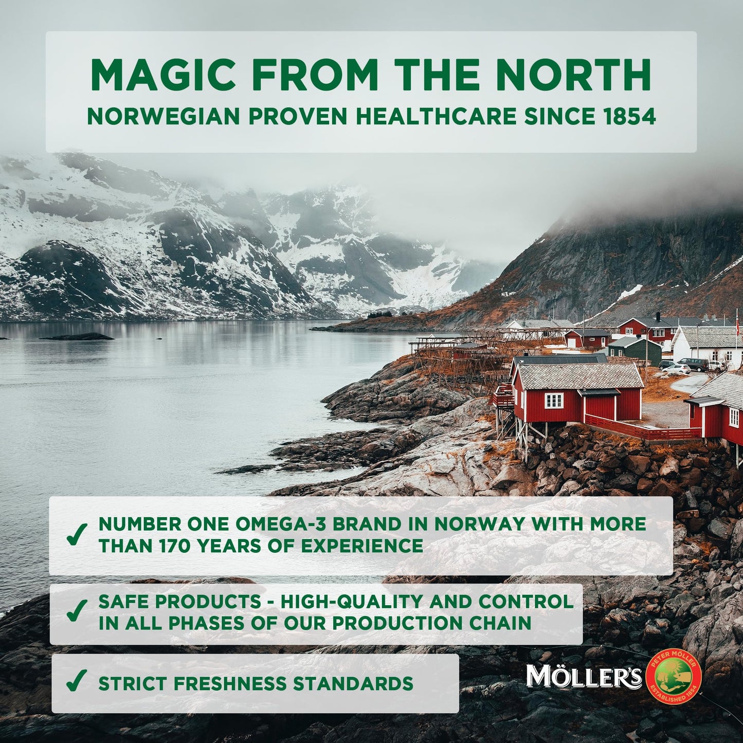 MÖLLER'S Moller’s ® | Möller's Total | Complete Daily Supplement | Nordic Omega-3 Dietary Supplement with EPA and DHA | Broad Spectrum of Vitamins and Minerals | Ginseng, Hawthorn & Golden Root | 56 Capsules