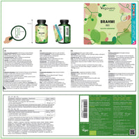 Organic Bacopa Monnieri Vegavero® | 750mg Brahmi Per Tablet | Natural Bacosides | NO Additives, Lab-Tested | 180 Tablets | Vegan