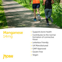 Manganese 14mg 120 Tablets | Joint Support Cartilage & Bone Health | Mineral Supplement | Vegan UK Made | GMP Approved | MOBU