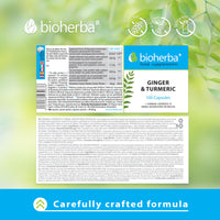 BIOHERBA 100 Ginger and Turmeric Capsules High Strength Curcumin Anti Inflammatory Suitable for Energy & Metabolism - Immune Health Supplements - Enhances Defense System