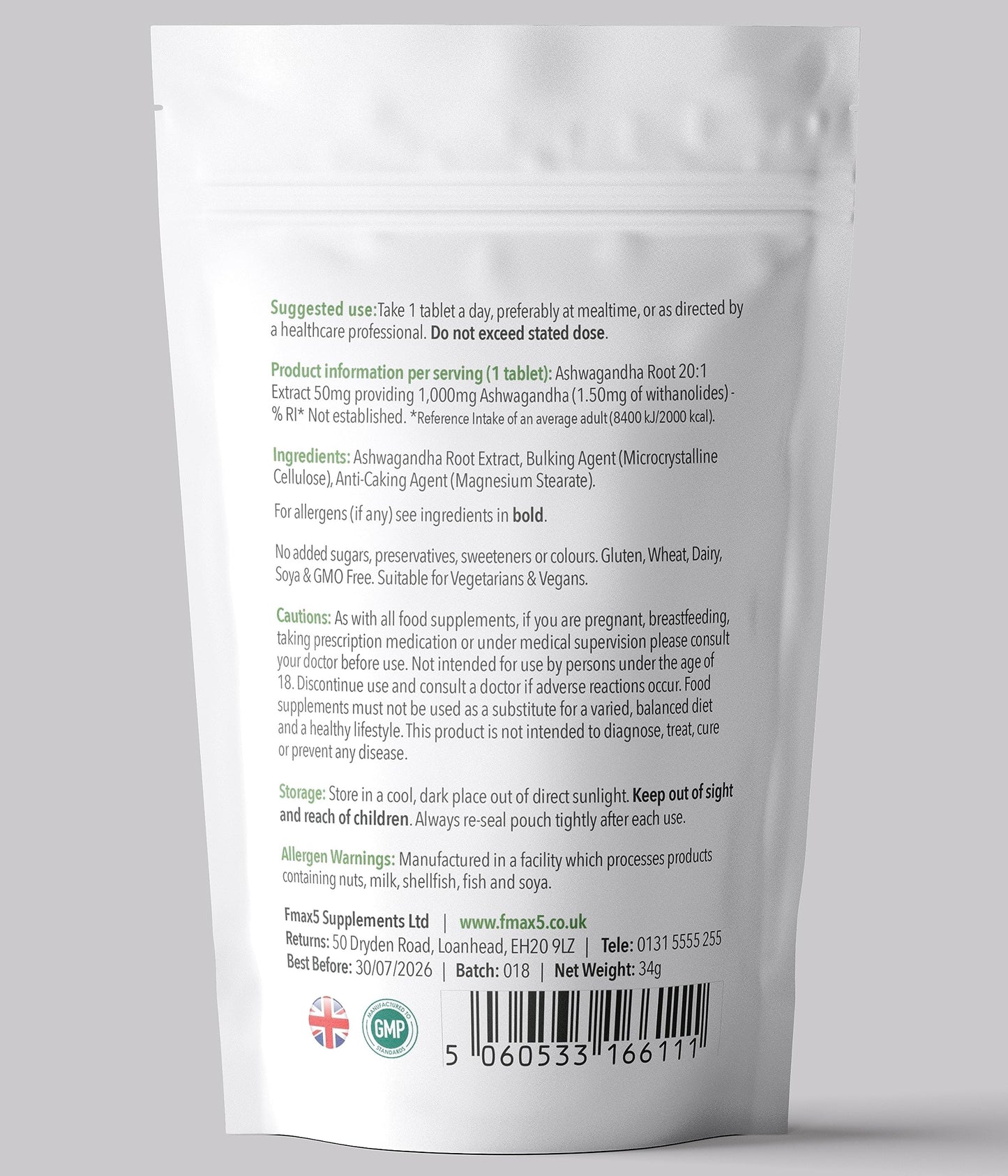 formula max5 nutrition Ashwagandha 1000mg - 90 Vegan Tablets Pure High Strength Root Extract - 3 Months Supply - Supplement for Men & Women - Non-GMO & Made in The UK