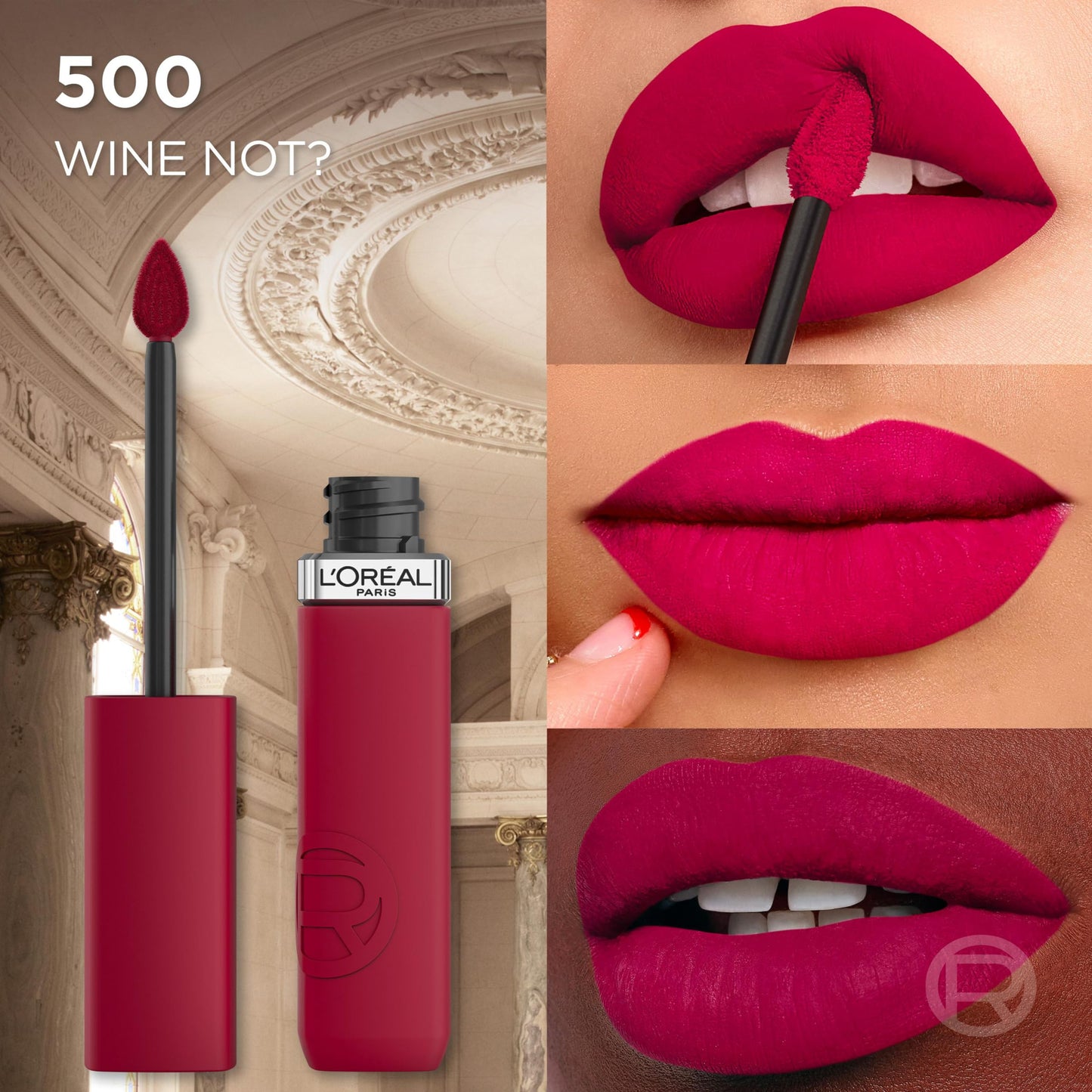 L'Oreal L'Oréal Paris Liquid Lipstick, Intense Colour, Longwear Matte Formula with Hyaluronic Acid, Transfer- and Smudge-Resistant, Infallible Matte Resistance, Shade: 500 Wine Not