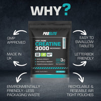Creatine Monohydrate 3000mg - 420 Tablets - Gym Energy Supplement for Men & Women for Workout - Micronised Creatine Powder Capsules Alternative - Vegan & Keto Unflavoured by PROELITE