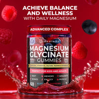 Magnesium Gummies for Kids & Adults - Magnesium Glycinate 400mg with Malate, Zinc, D3, B6 & Taurine – Blueberry & Raspberry Flavours