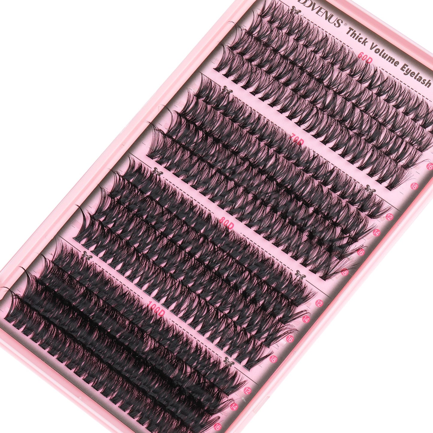 Goddvenus Fluffy Individual Eyelashes Kit 60+70+80+100D Clusters Lashes Kit 320Pcs Eyelash Individual DIY Lash Extension kit Russian D Curl Lashes Individual Cluster with Bond and Seal (12-18mm Mix)