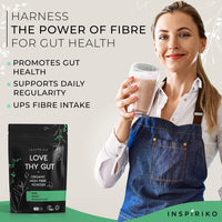 Organic Prebiotic Fibre Supplement - Award Winning Gut Health Supplement with 9 High Fiber Superfoods - High in Soluble Fibre Powder, Prebiotics & Insoluble Fibre. 180 Grams. by Inspiriko