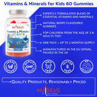 Nutrilus Vitamins & Minerals for Kids and Adults 60 Natural Berry Gummies – Multivitamin & Zinc & Iodine – Growth & Immune & Hormones