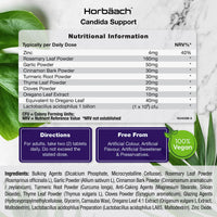 Candida Support | 1 Billion CFU | Botanical & Live Culture Formula with Oregano, Zinc, Garlic, Lactobacillus & More! | 180 Vegan Tablets | by Horbaach