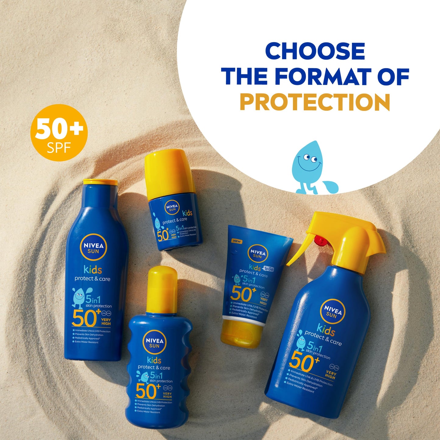 NIVEA Sun Kids Ultra Protect & Play SPF 50+ Lotion (150ml), Moisturising Kids Sun Cream Immediately Protects Delicate Skin Against Sunburn and Long-Term UV Damage