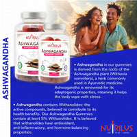Nutrilus Ashwagandha Root Extract Gummies 600mg – 1200mg per Serving - High Strength – 5% Withanolides – Natural Flavour Vegan Gummy Supplement (60 Gummies)