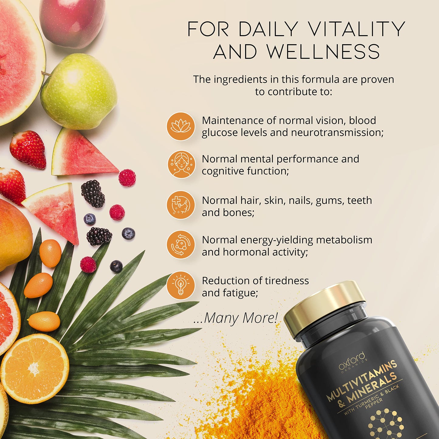 A-Z Multivitamins and Minerals boosted with Turmeric - 180 Vegan Multivitamin Tablets for Women & Men - One a day - 27 Key Nutrients - 100% NRV Multivitamin with Iron, Zinc, Vitamins B, C, D - UK Made