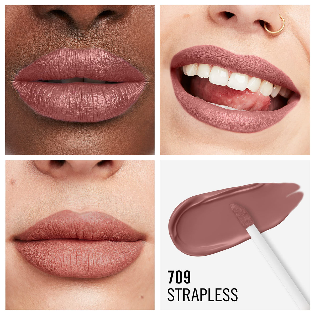 Rimmel London Lasting Mega Matte Liquid Lipstick, Long-Lasting, Hydrating, Vegan Formula - 709 - Strapless, 7.4ml